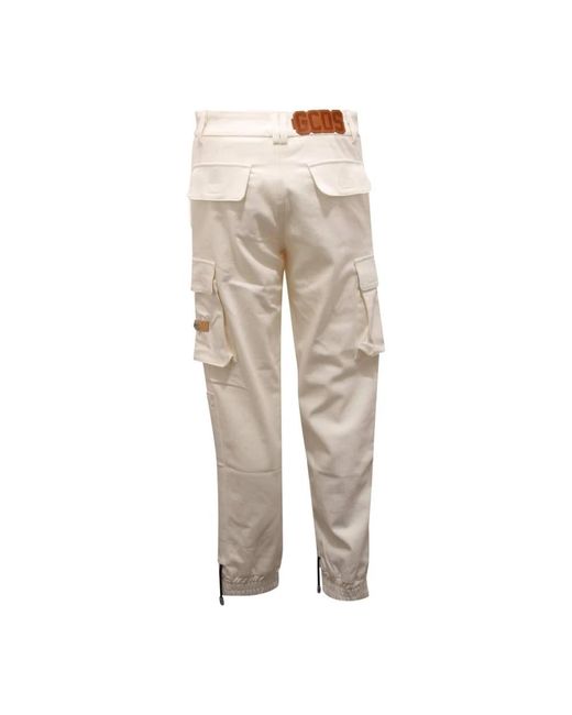 Gcds Broeken ,Wit ,Denim Cargo Denim Broek Made in het Natural voor heren
