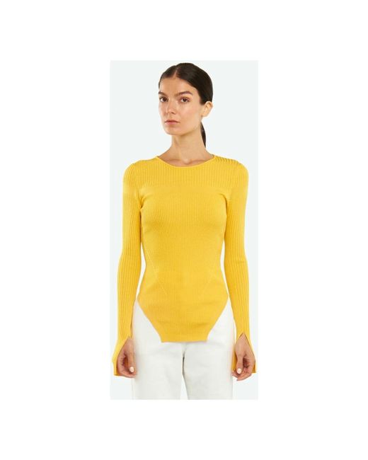 Patrizia Pepe Yellow Round-Neck Knitwear