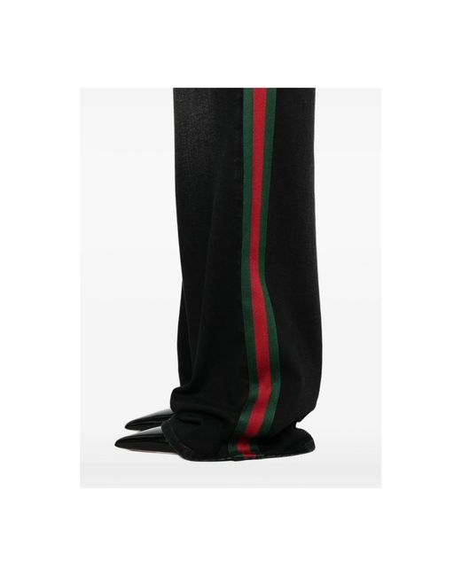 Gucci Stretch Cotton Denim Met Web in het Black