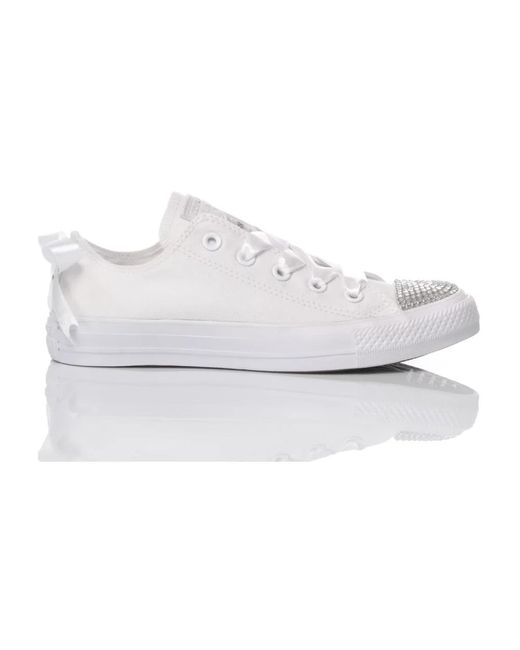 Sneakers blancas hechas a mano para mujeres Converse de color Metallic
