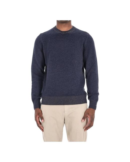 Barba Napoli Blue Round-Neck Knitwear for men