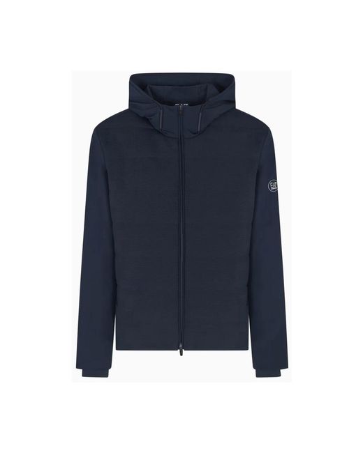 EA7 Jassen ,Blauw ,Polyester Blauwe Bomberjack Met Trekkoordcapuchon in het Blue voor heren