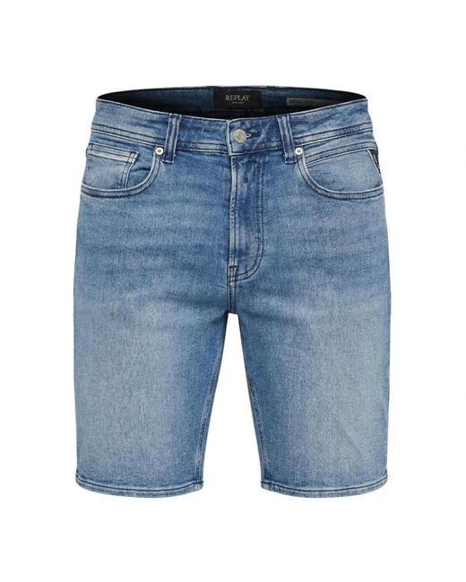 Replay Blue Denim Shorts for men