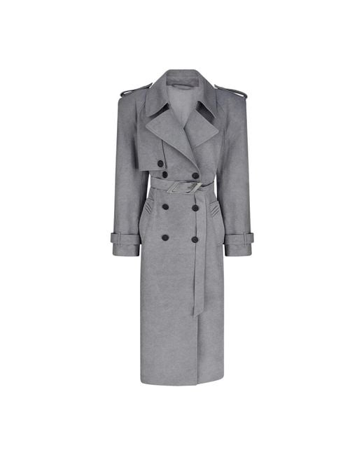The Attico Gray Grauer Canvas Trench Mit Schulterpolstern