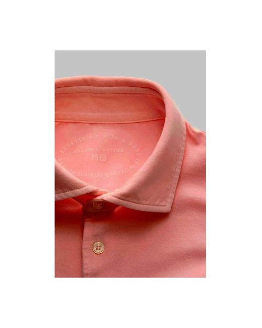 Fedeli Tops ,Rood ,Katoen Organische Giza Korte Mouw Polo Roze in het Pink voor heren