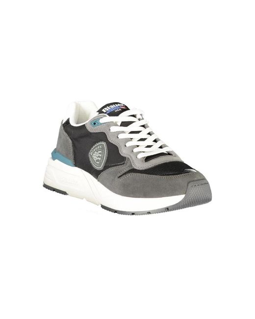 Blauer Dynamischer Schwarzer Ledersneaker in Gray für Herren