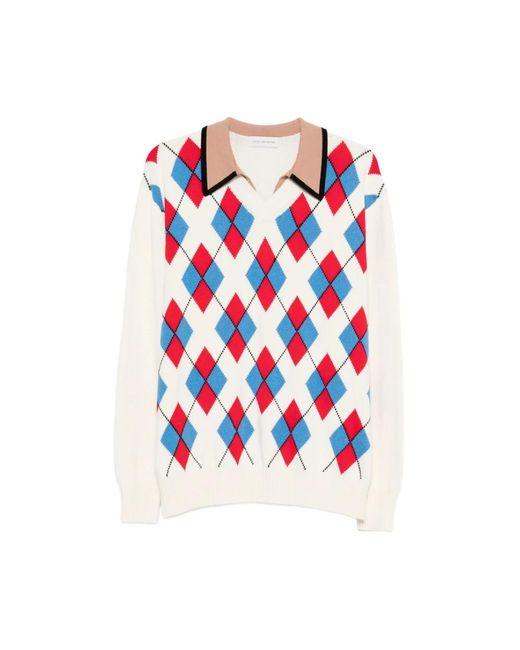 Dries Van Noten Argyle-Pullover in Red für Herren
