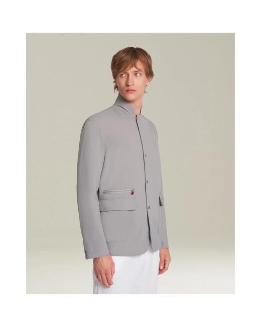 Kiton Jassen ,Grijs ,Kasjmier Grijze Performance Jas Met Strakke Sportieve Snit in het Gray voor heren