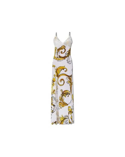 Versace Jeans Couture Metallic Kleid Mit Frontschlitz