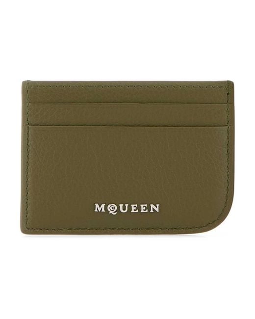 McQueen Accessoires ,Groen ,Groene Leren Kaarthouder in het Green voor heren