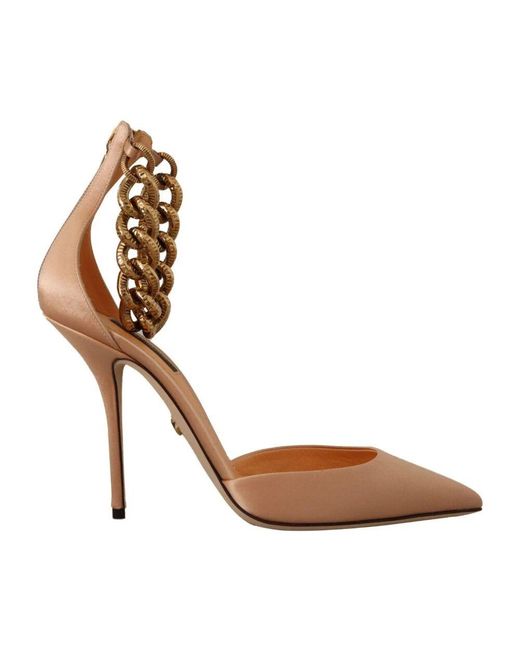 Dolce & Gabbana Brown Knöchel kettenriemen high heels pumps