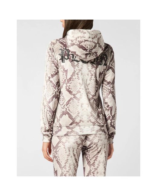 Philipp Plein Pink Zip Hoodie All-Over Python