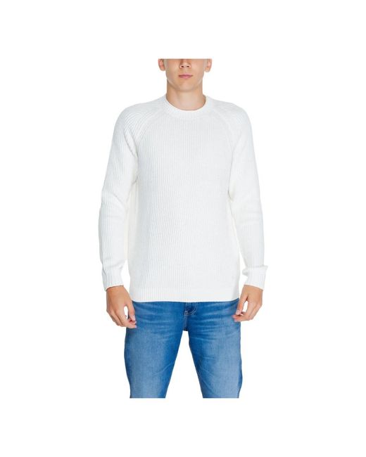 Calvin Klein White Round-Neck Knitwear for men
