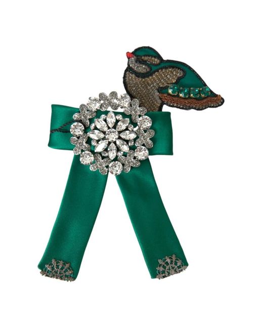 Dolce & Gabbana Green Grüner kristall vogel haarspange