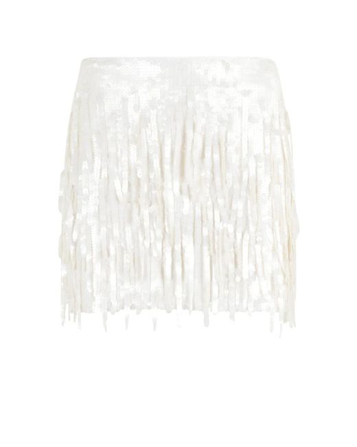 Staud White Perlen Pailletten Mini Rock