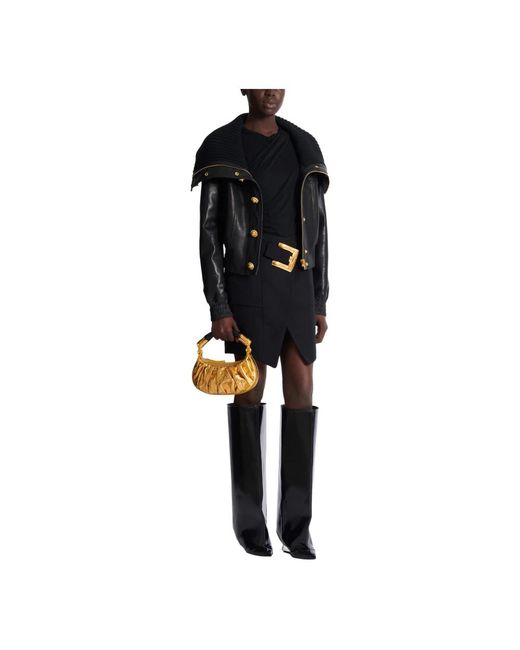 Leather Jackets Balmain de color Black