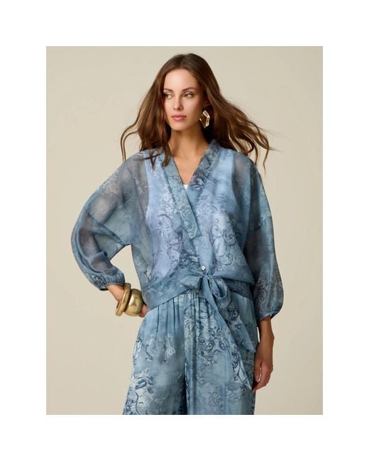 Blouses Oltre en coloris Blue