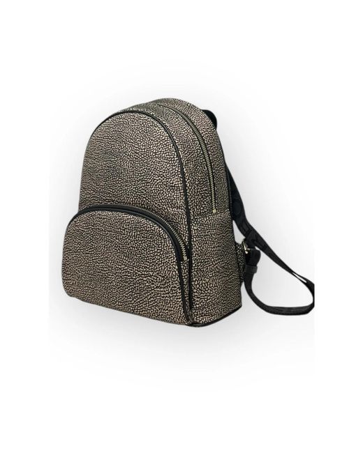 Borbonese Tassen ,Grijs ,Nylon Stijlvolle Middelgrote Rugzak in het Gray