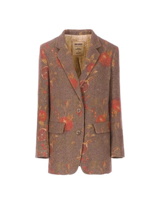 Uma Wang Brown Braune Wollmischjacke Mit Revers