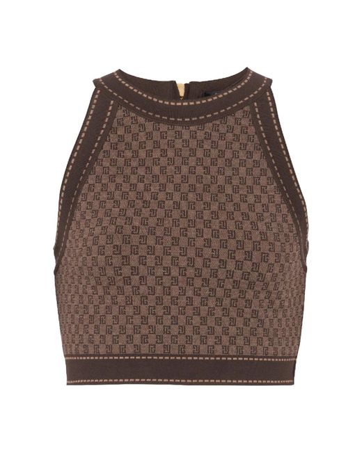 Balmain Mini Monogram Jacquard Top in het Brown