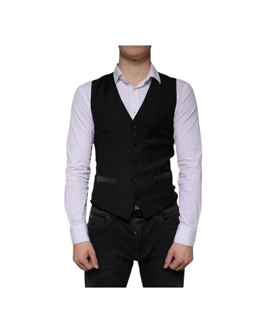Dolce & Gabbana Schwarzes wollwestenkleid formelle weste in Black für Herren