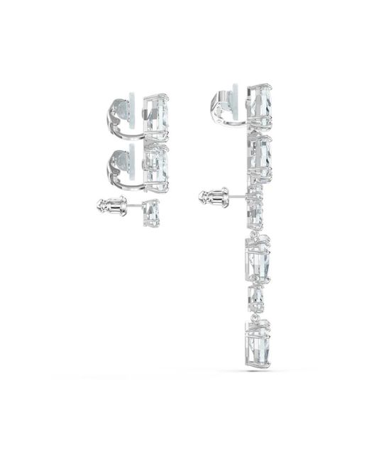 Swarovski Metallic Millenia ohrstecker set, asymmetrisch, weiß, rhodiniert