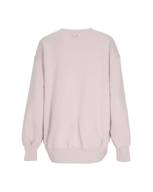 Nike Fitness ,Paars ,Katoen Phoenix Fleece Crewneck Sweatshirt Oversized Logo in het Pink