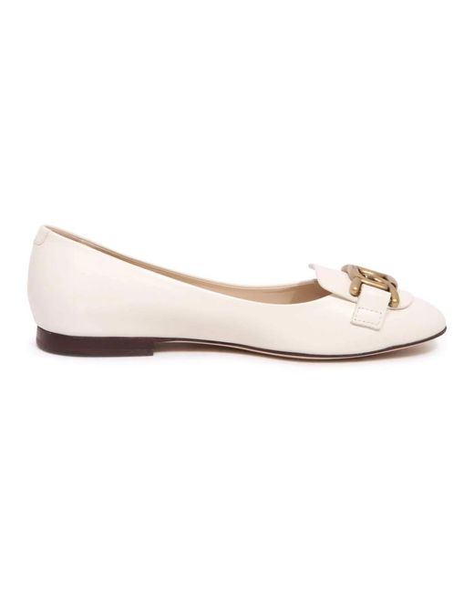Tod's White Ballerina Shoes