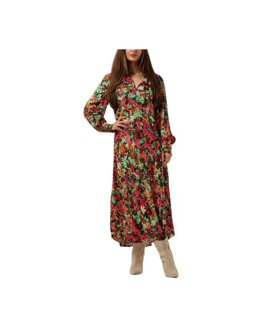 Y.A.S Y.A. ,Kleedjes ,Veelkleurig ,Polyester Yasming Ls Midi Jurk in het Brown