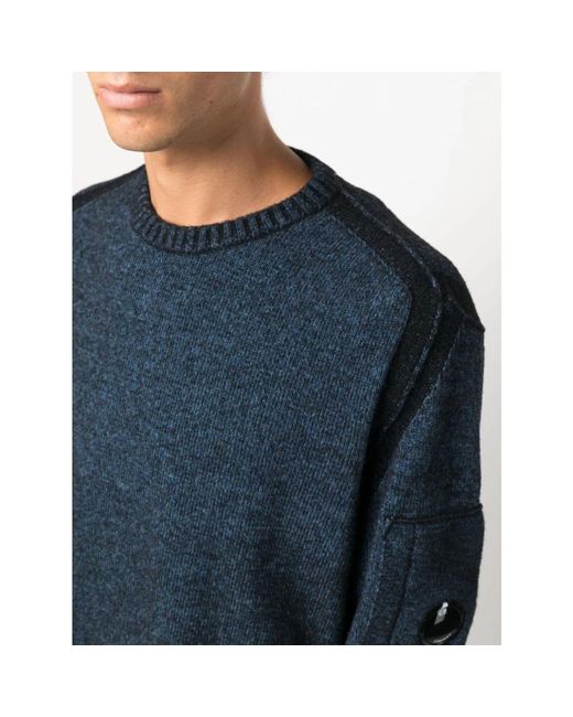 C P Company Blue Round-Neck Knitwear for men