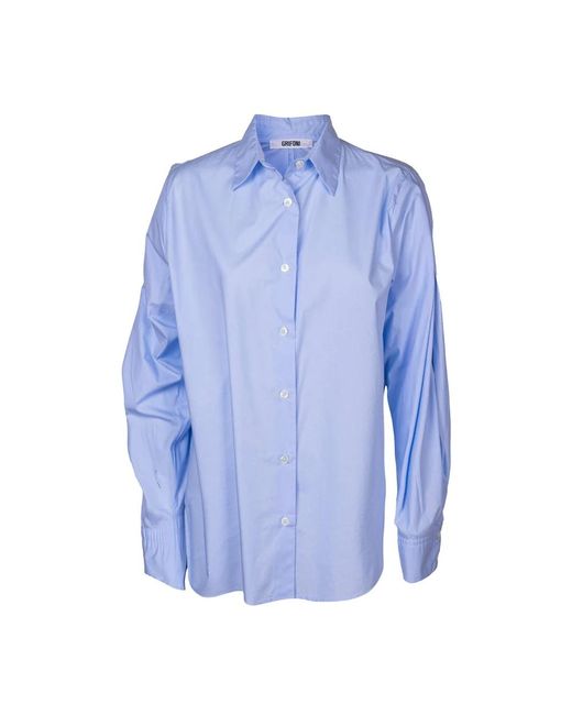 Camisa clásica de algodón . modelo over con dobles pinzas traseras Mauro Grifoni de color Blue