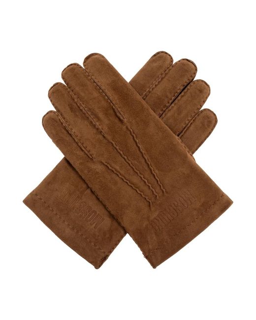 Moschino Accessoires ,Bruin ,Suède Suède Handschoenen Met Geborduurd Logo in het Brown