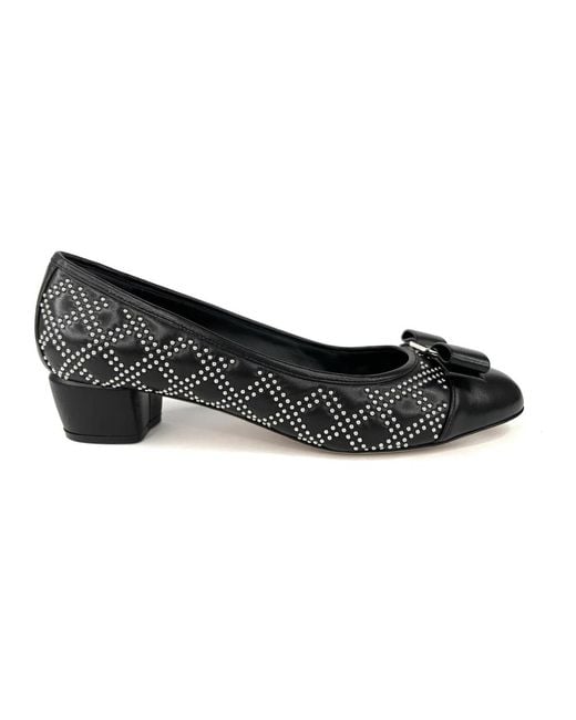 Ferragamo Black Vara Pumps