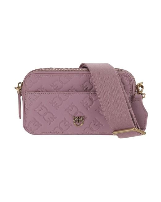 Pinko Purple Ledertasche Mit Liebesvögel-Motiv