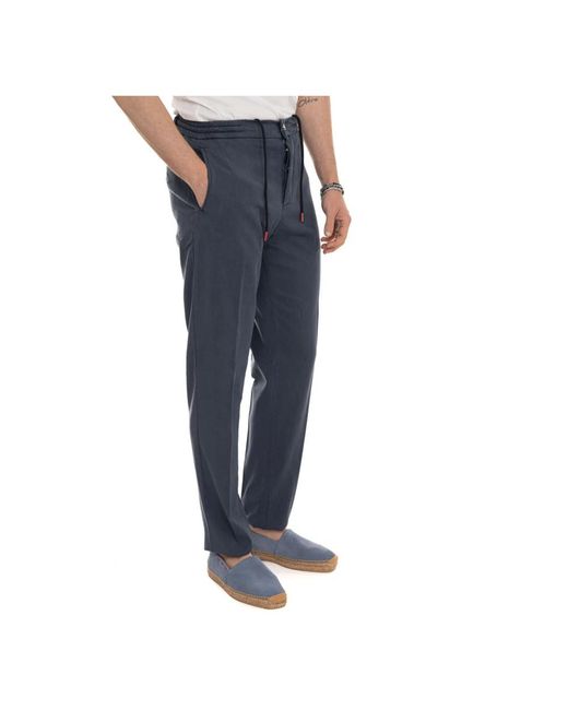 Kiton Blue Slim-Fit Trousers for men