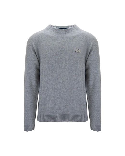 Sun 68 Gray Round-Neck Knitwear for men