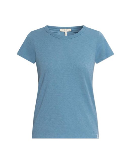Rag & Bone Tops ,Blauw ,Katoen The Slub Tee in het Blue