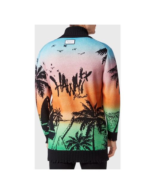 Philipp Plein Truien & Vesten ,Veelkleurig ,Katoen Cardigan Hawaii in het Green voor heren