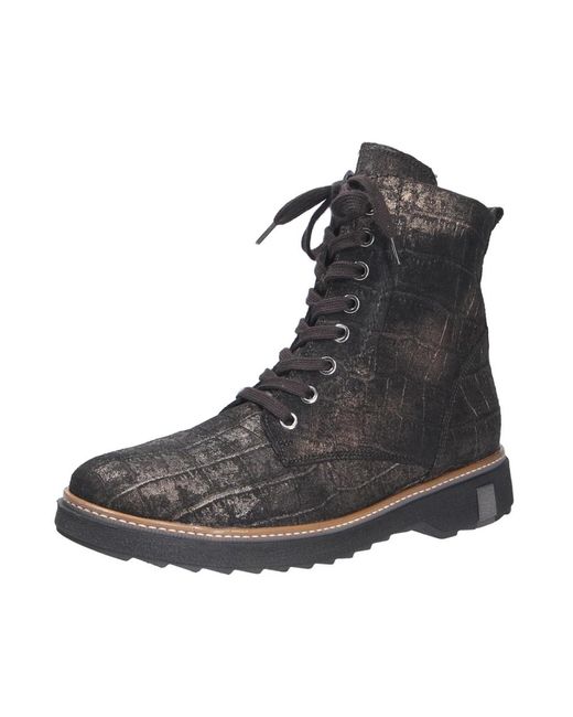 Waldläufer Black Bequemer Nubukleder Stiefelette