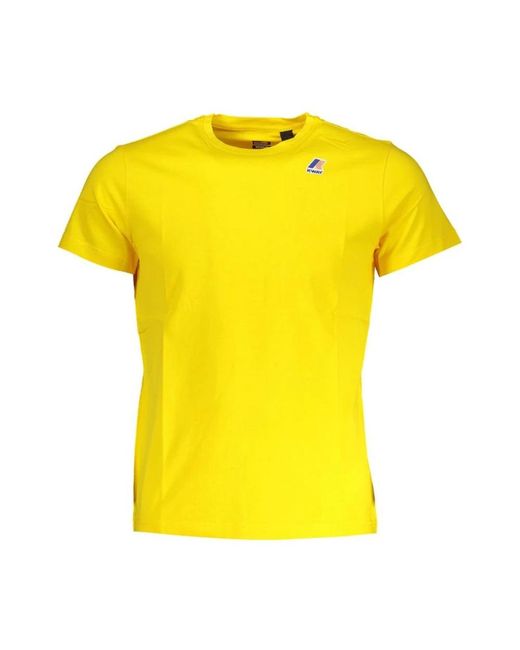 Magliette gialla in cotone con scollo a girocollo di K-Way in Yellow da Uomo