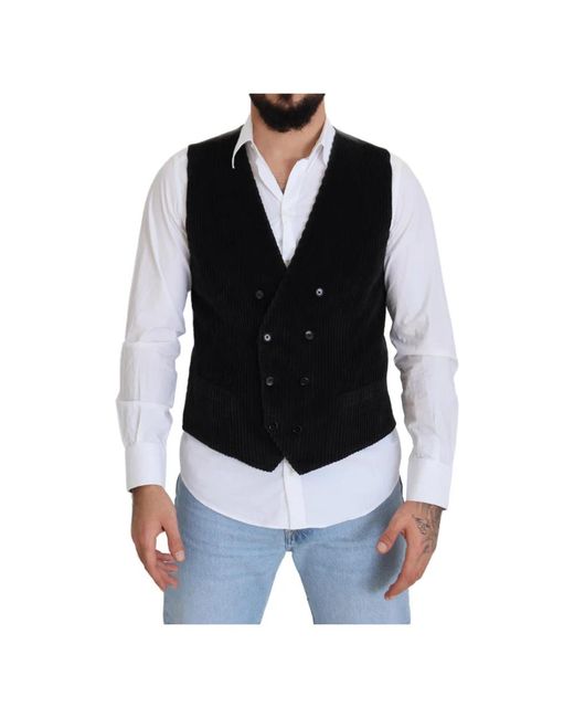 Dolce & Gabbana Black Suit Vests for men
