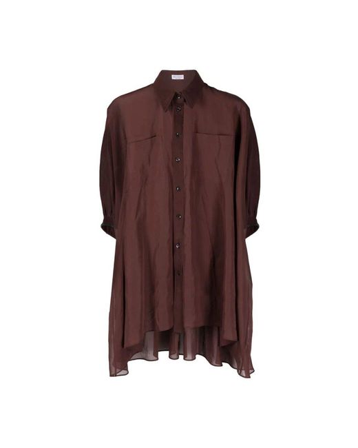 Brunello Cucinelli Brown Baumwoll-Hemdkleid