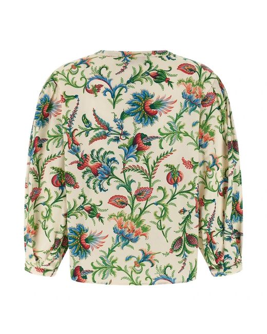 Etro Overhemden ,Veelkleurig ,Katoen Katoenen Blouse Met Bloemmotief in het Green
