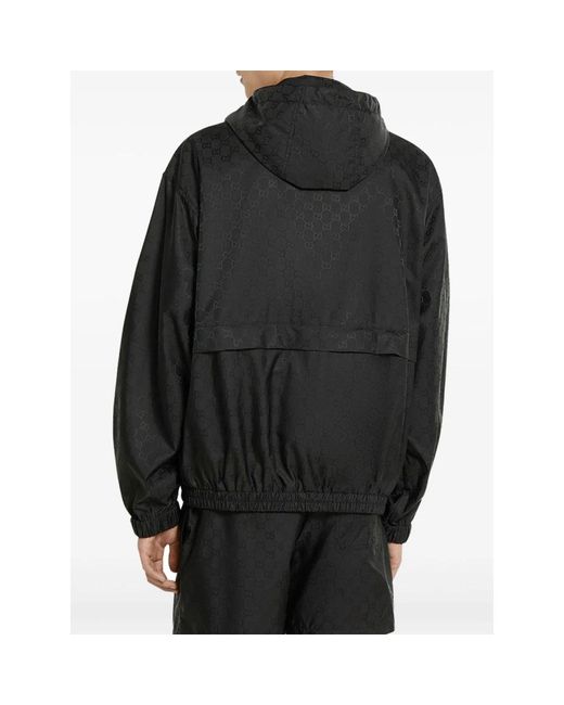 Gucci Jacke Aus Gg Nylonjacquard Mit Reißverschluss, Grösse in Black für Herren