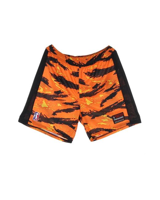 Propaganda Fitness ,Oranje ,Polyester Tiger Camo Basketball Shorts in het Orange voor heren