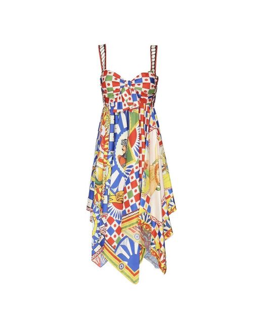 Dolce & Gabbana White Kleid Mit Sweetheart-Ausschnitt Und Handkerchief-Saum
