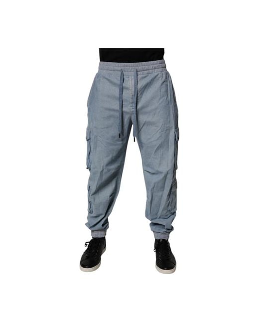 Dolce & Gabbana Blue Sweatpants for men