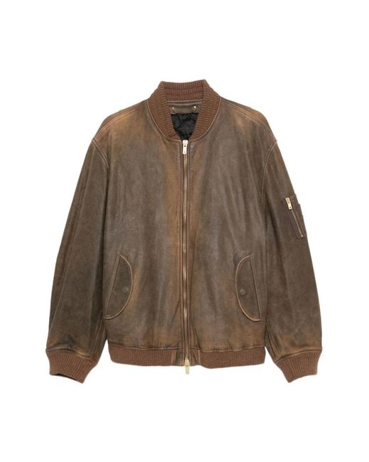 Golden Goose Deluxe Brand Brown Leather Jackets for men