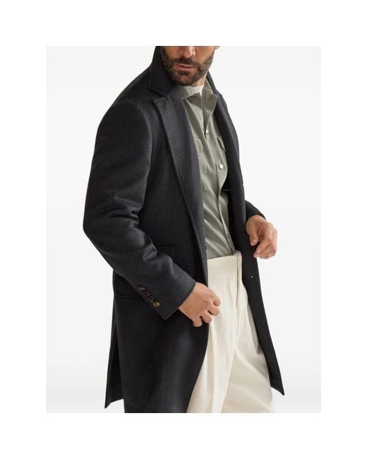 Brunello Cucinelli Black Single-Breasted Coats for men