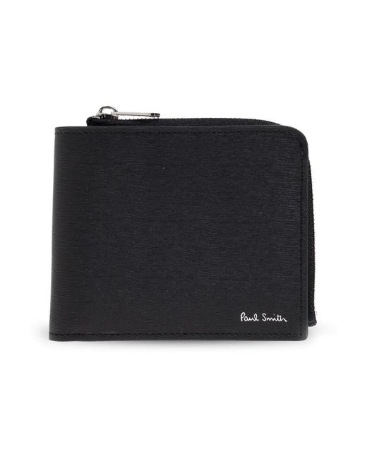 Paul Smith Accessoires ,Zwart ,Leer Leren Portemonnee Met Logo in het Black voor heren